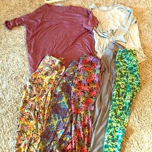 Huge lot of of LuLaRoe leggings plus 2 tops!